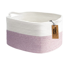 Comfy-Homi cotton rope basket with handles on a shelf for neat storage.