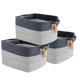 COMFY-HOMI cotton rope square basket front view for tidy living room storage