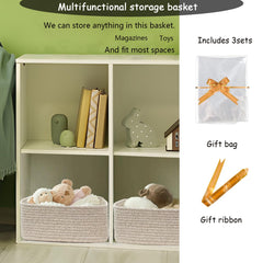 COMFY-HOMI shelf organizer bin blends with decor and adds order.