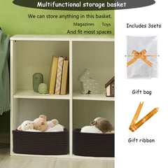 Size visual of COMFY-HOMI basket 13x8.5x5.1 inches on a shelf
