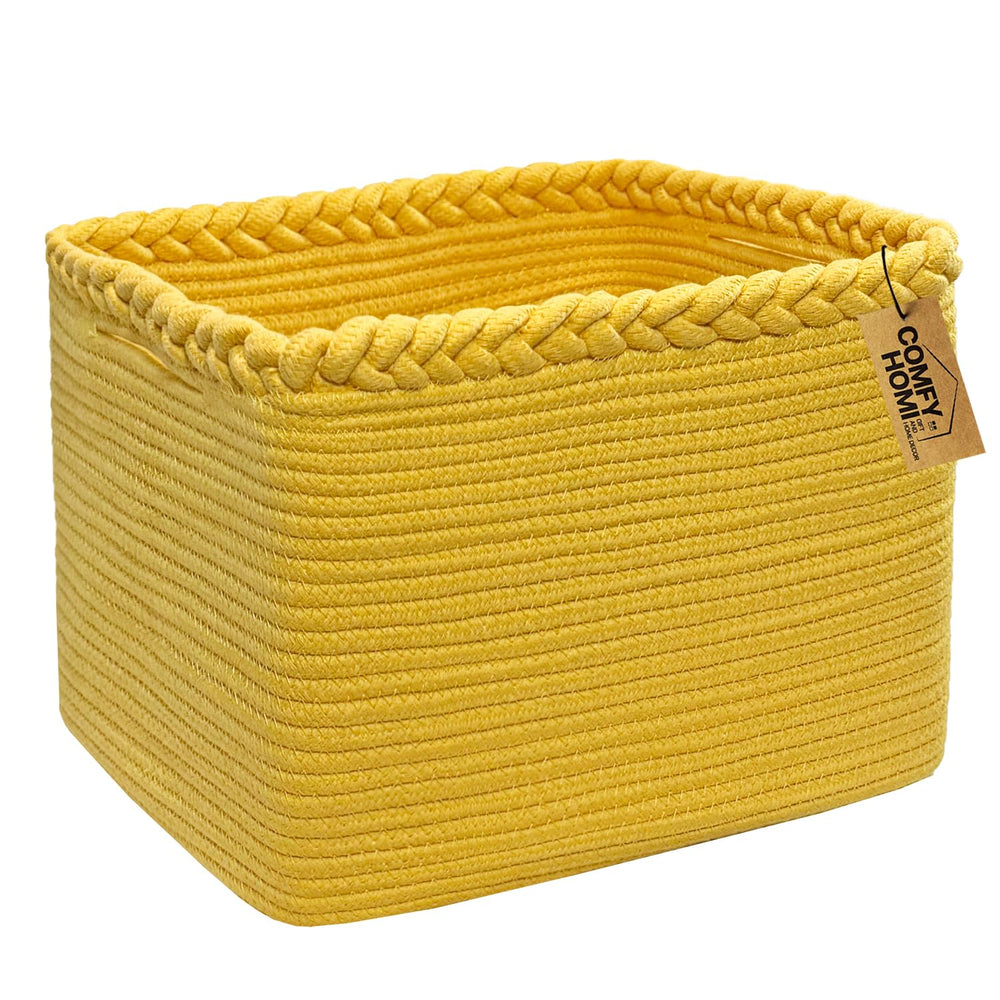 COMFY-HOMI square basket front view with sturdy handles for versatile storage