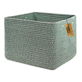 COMFY-HOMI square cotton rope basket with reinforced handles for easy carrying.