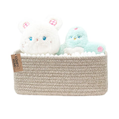 COMFY-HOMI storage basket in rectangular cotton rope weave keeps shelves organized.