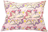 Comfy Turtles pink unicorn pillowcase with balloons; soft cotton for cozy naps.