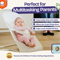 ComfyBumpy adjustable-height bouncer adapted for newborns and toddlers.