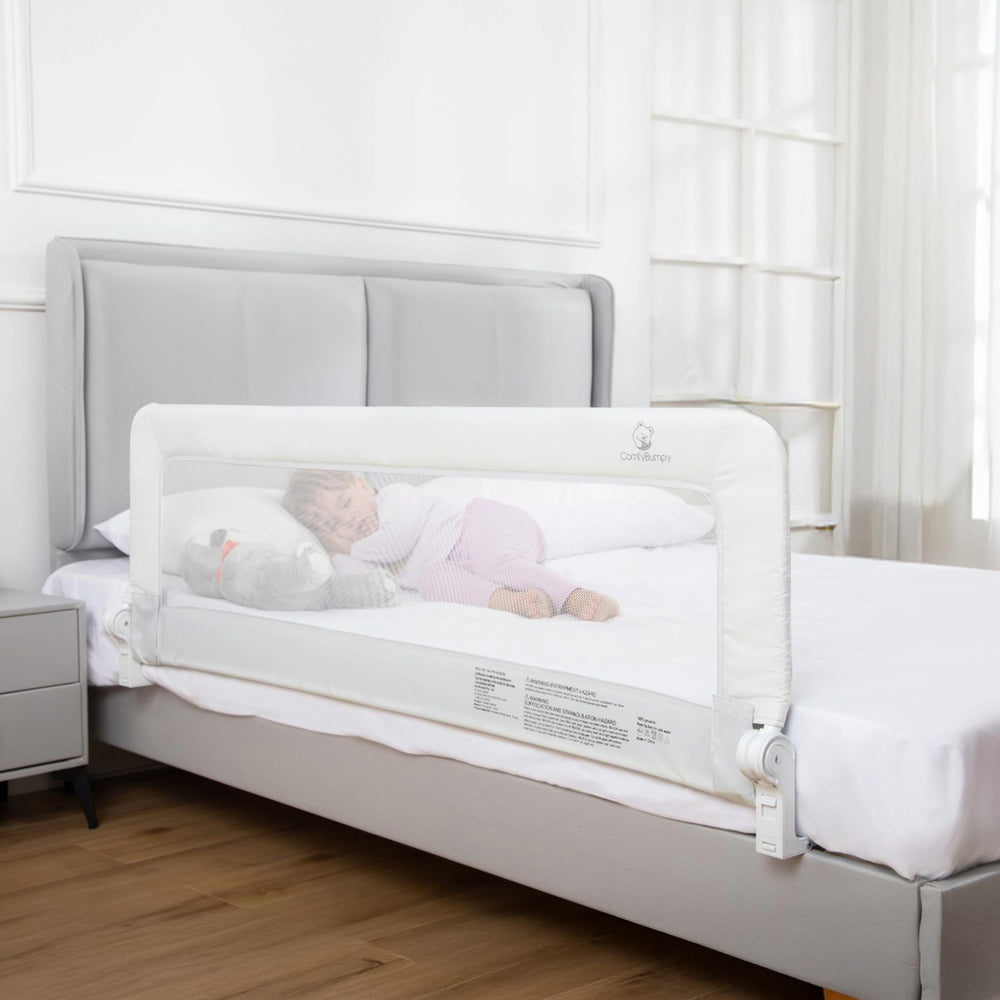 ComfyBumpy bed rail 55.5 inch length shows full bed edge coverage for toddlers