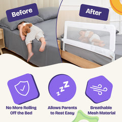 ComfyBumpy bed rail fits twin, full, queen, and king beds for flexible use.