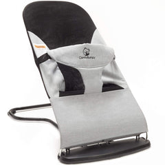 ComfyBumpy ergonomic baby bouncer seat gray with secure 3-point harness for newborn comfort.