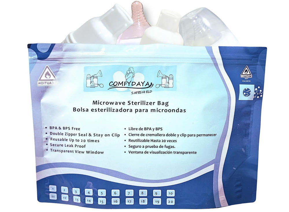 ComfyDaya SafeShield bag closed, travel-ready for bottle and nipple sterilization.