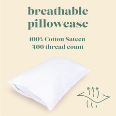 ComfyDown pillowcase close-up featuring 400-thread-count Egyptian cotton for soft, breathable comfort.