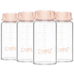 COMI natural glass baby bottle with standard neck and 5 oz capacity for storage