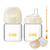 COMI natural glass baby bottle 6oz pack of 2, safe, durable feeding option.