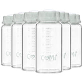COMI natural glass baby bottle with standard neck for precise pouring and clean storage