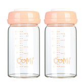 COMI wide-neck glass bottle for easy pumping and feeding.