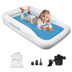 COMMOUDS portable toddler bed with 3-sided bumpers for secure sleep on the go
