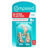 Compeed packaging shows mixed blister patches for discreet protection.