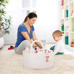 COMSE Baby Diaper Caddy Organizer with removable dividers for flexible diaper and supply layout