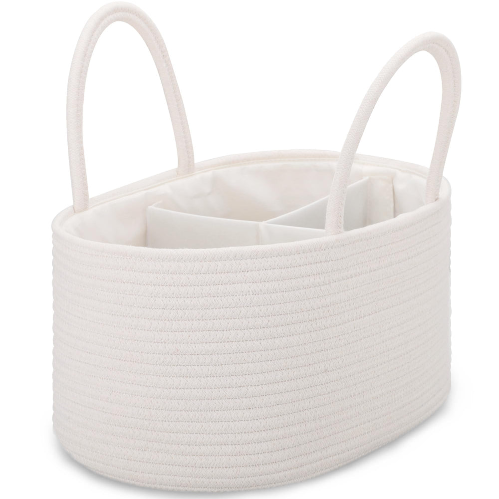 COMSE large baby diaper caddy white with sturdy handles for organized nursery storage