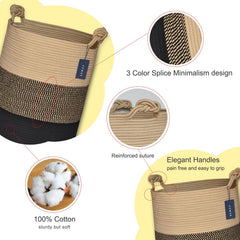 COMSE foldable cotton rope basket empty seams for compact transport