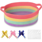 COMSE small woven basket with gift bag ribbons for easy gifting and presentation