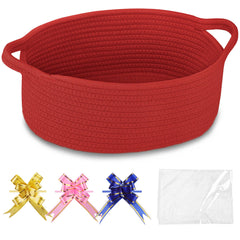 COMSE small woven basket with gift bags for organized storage and gifting