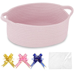 COMSE small woven basket with gift bags and ribbons for simple gift presentations.