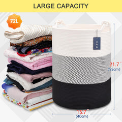 COMSE tall woven storage basket with sturdy handles ready to move between rooms