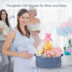 COMSE basket with three color ribbons for easy gift styling