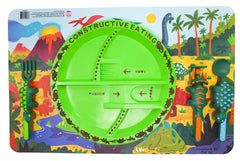 Constructive Eating dinosaur-placemat demonstrates playful design protecting the table.