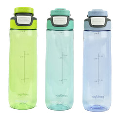 Contigo AutoSeal 24oz Aqua bottle with spout shield for clean drinking.
