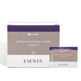 ConvaTec ESENTA wipes box close-up showing gentle residue removal for delicate skin