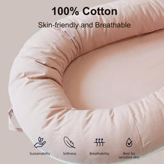 CooCooBaby Deluxe Lounger 100% cotton fabric feels gentle on skin.