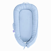 CooCooBaby infant lounger blue, front view, cozy support for early moments.