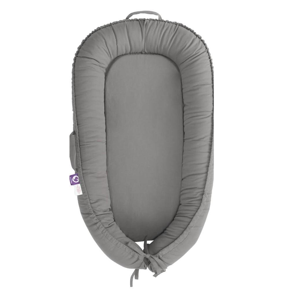 CooCooBaby infant lounger in slate gray offers cozy hug-like support for babies