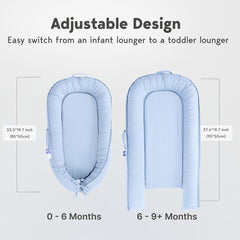 CooCooBaby lounger machine-washable cover enables easy cleanup.