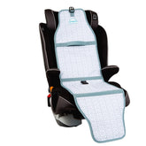 Cool Carats car seat cooling pad on a car seat cools hot surfaces for babies.