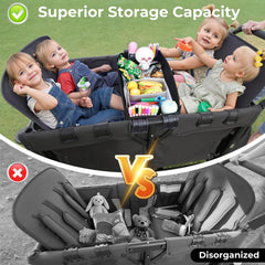 COOLBEBE wagon organizer includes four mesh pockets and cup holders for belongings.