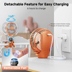 Coolice stroller fan removable head for easy charging and cleaning.