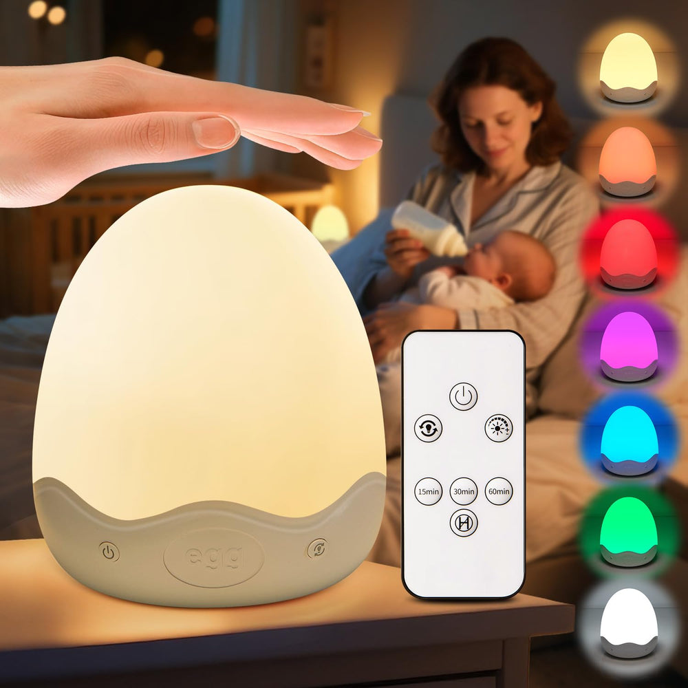 COOLNIGHT egg night light in nursery showcasing colors for soothing ambience