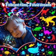 COOLNIGHT star projector with 93 lighting and 3 films brightens kid's ceiling.
