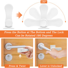 Coolrunner 6P lever lock on smooth door surface preventing toddler access.