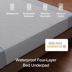 Coop Home Goods bed pad tuckable sides demonstrate secure placement