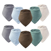 COOROBIN 10-pack drool bibs front view shows absorbent cotton for daylong dryness