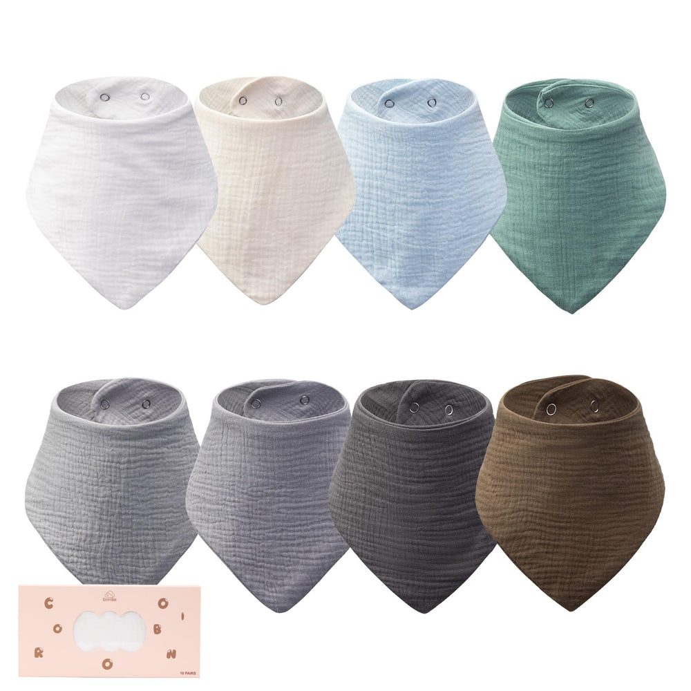 COOROBIN muslin bib texture close-up highlighting soft, breathable fabric for sensitive skin