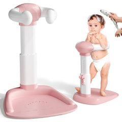 COOSEYA Baby Shower Stand with ergonomic backrest for comfortable standing during baths.