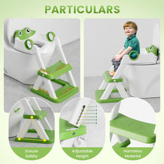 COOSEYA toilet seat with integrated step stool supports independent potty training.