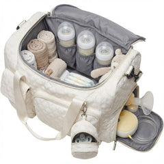 coowarmbutb extra large diaper tote bag showing the convenient side opening for quick access.