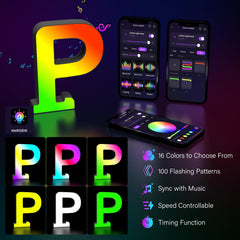 Coplsdors MRGB-P LED letters sync with music for dynamic party atmosphere.