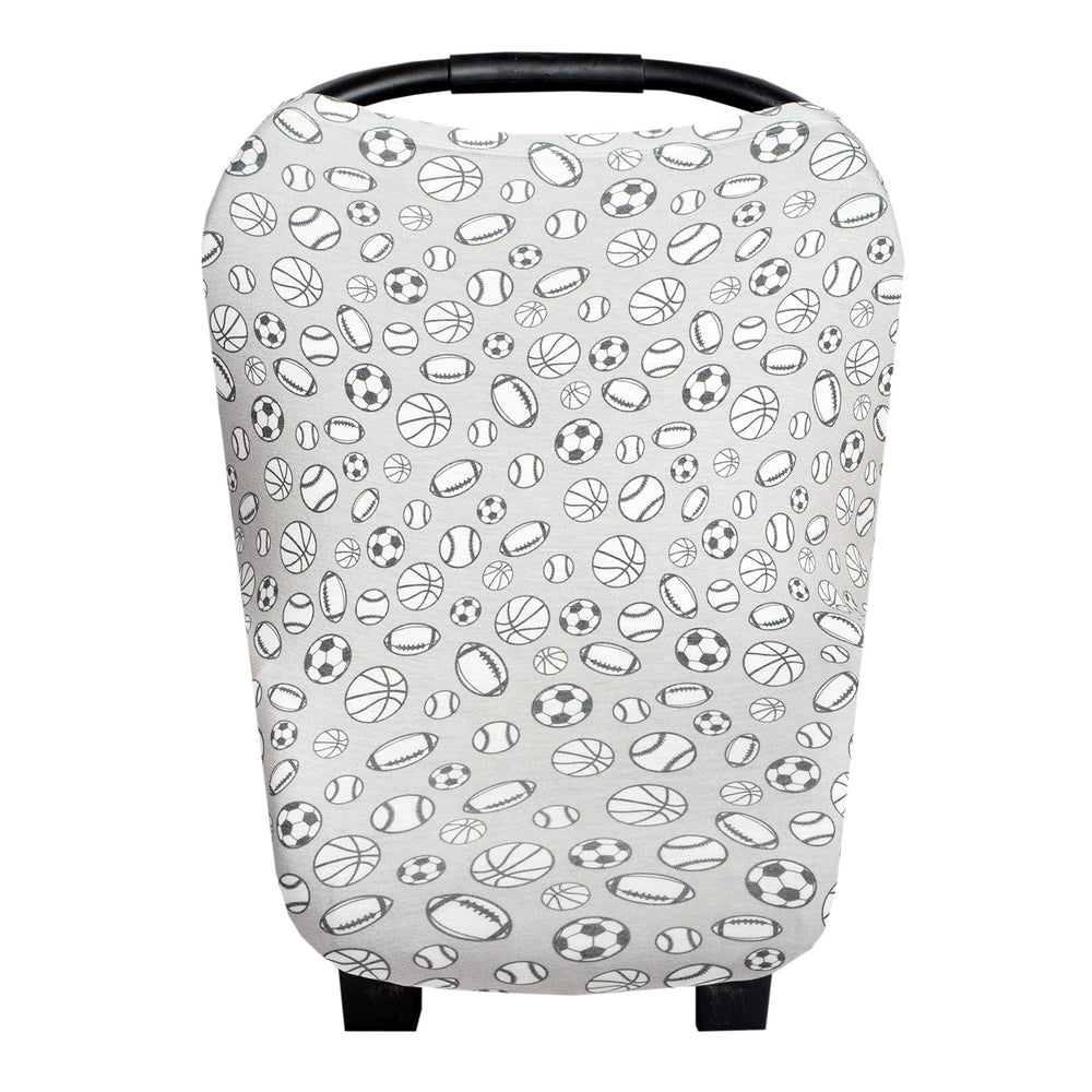 Copper Pearl 5-in-1 car seat cover used as nursing shield for privacy
