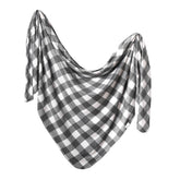 Copper Pearl soft-stretchy-knit swaddle blanket offers cozy newborn comfort.